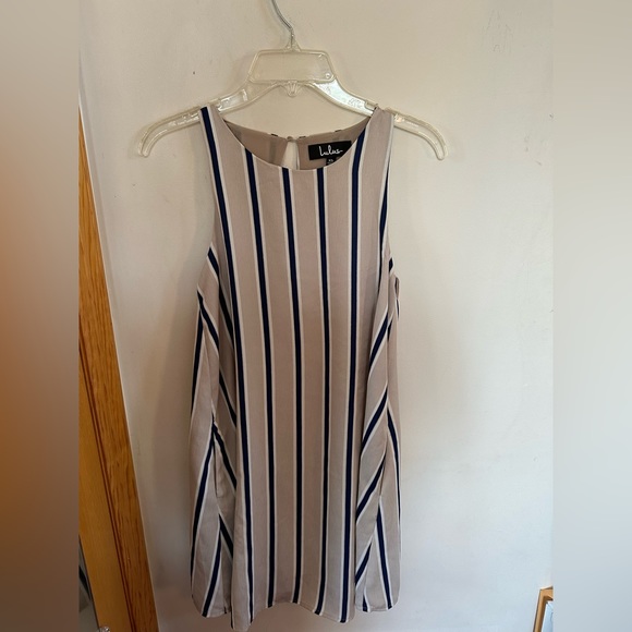 LULU’s Broad Horizons Beige Striped Dress - Picture 1 of 3